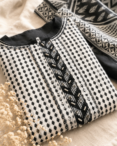 Lawn cotton front and back printed kurta