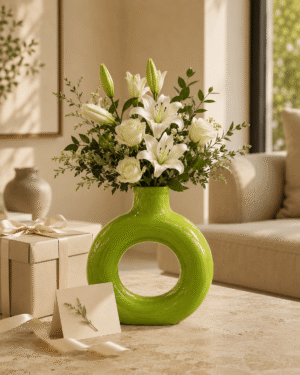 8.5-Inch Adira Styles Olive Halo Flower Pot